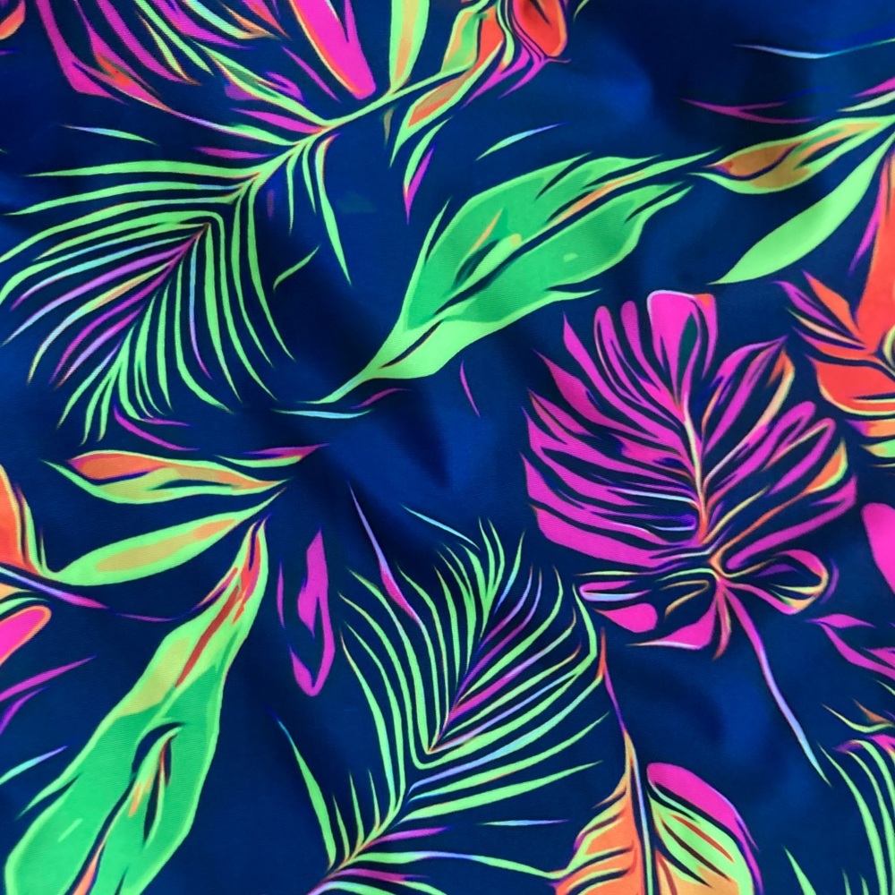 Nicole Miller one piece racerback swimsuit tropical floral and palm print 2X - Picture 4 of 15